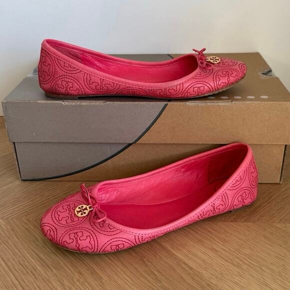 Tory Burch Chelsea Stitched Logo “Rose Petal Pink” Women Ballet Flats- SZ 7.5 - Picture 6 of 11